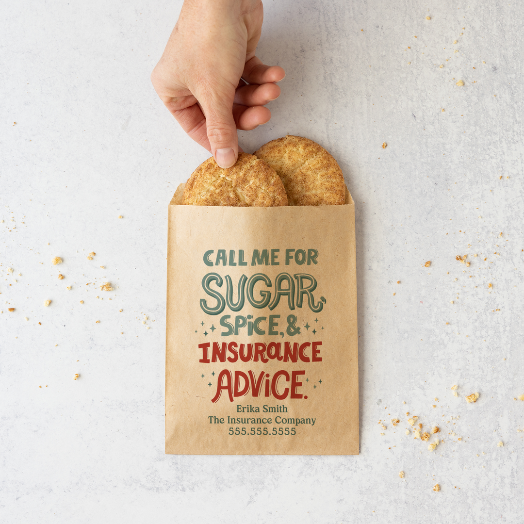 Customizable | Set of Call Me For Sugar, Spice, & Insurance Advice Bakery Bags | 17-BBi