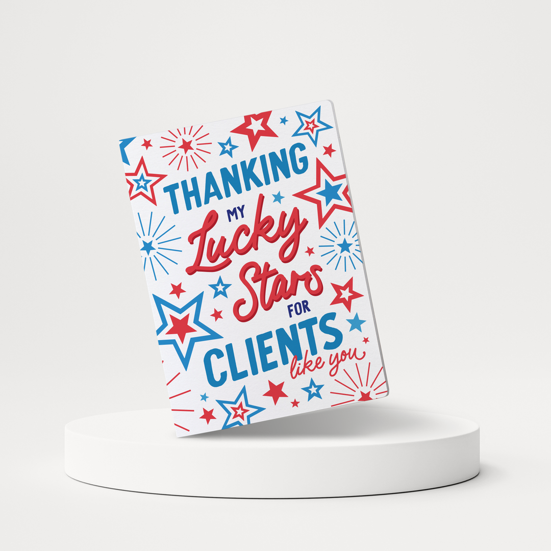 Set of Thanking My Lucky Stars For Clients Like You | 4th Of July Greeting Cards | Envelopes Included | 62-GC001