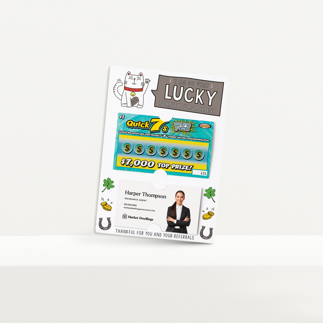 Set of I'm So Very Lucky to Have You As a Client Scratch Off Lotto Mailers | Envelopes Included | M2-M002