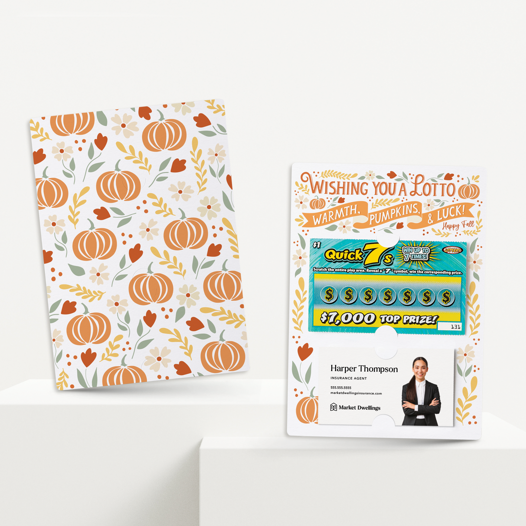 Set of Wishing You A Lotto Warmth, Pumpkins, & Luck Happy Fall | Insurance Mailers | Envelopes Included | M31-M002