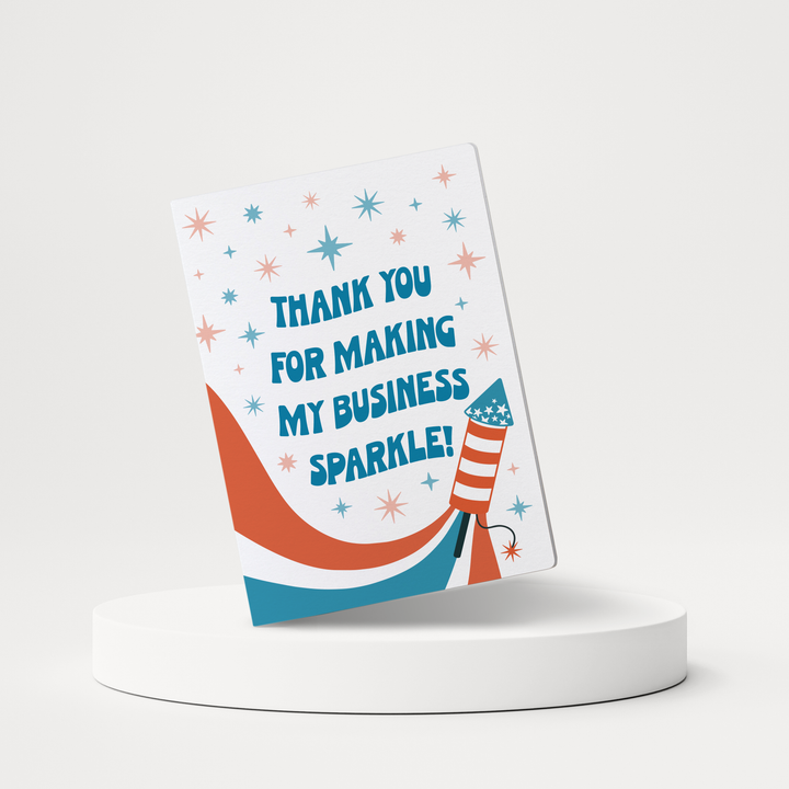 Set of Thank You For Making My Business Sparkle! | 4th Of July Greeting Cards | Envelopes Included | 61-GC001