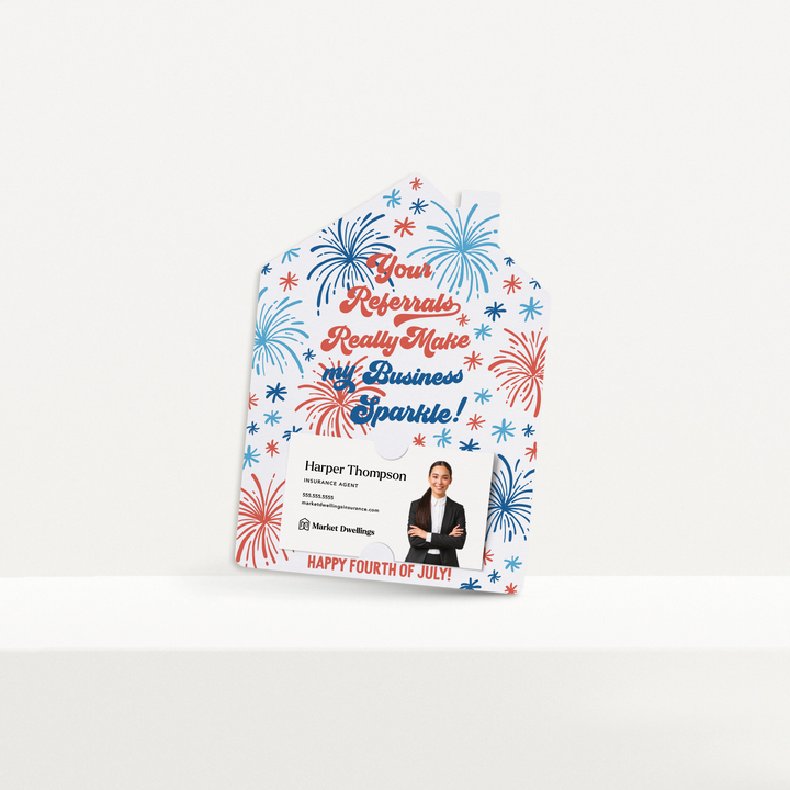 Set of Your Referrals Really Make My Business Sparkle! | 4th Of July Mailers | Envelopes Included | M155-M001i