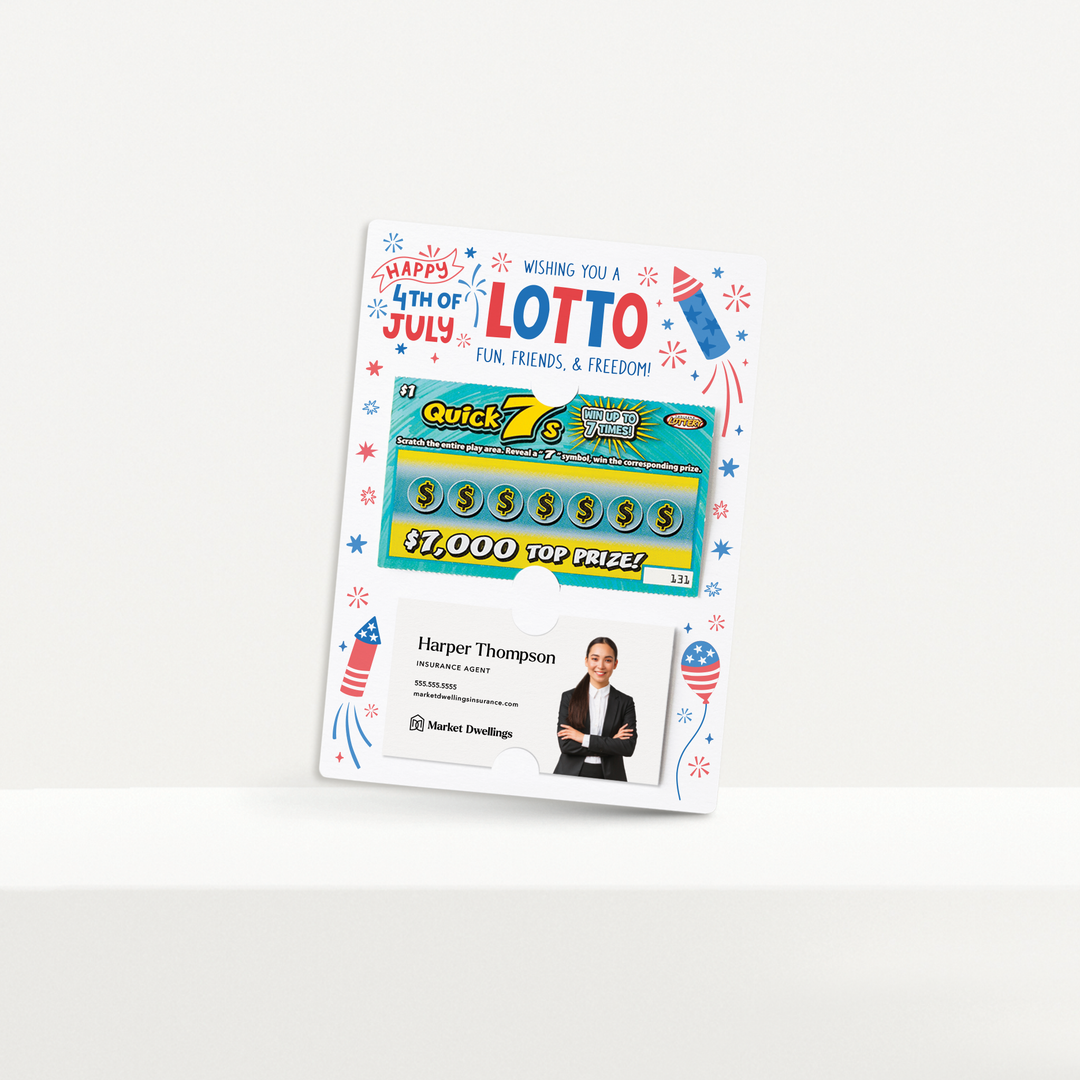 Wishing You A Lotto Fun, Friends, & Freedom 4th Of July Lotto Mailers | Envelopes Included | M26-M002