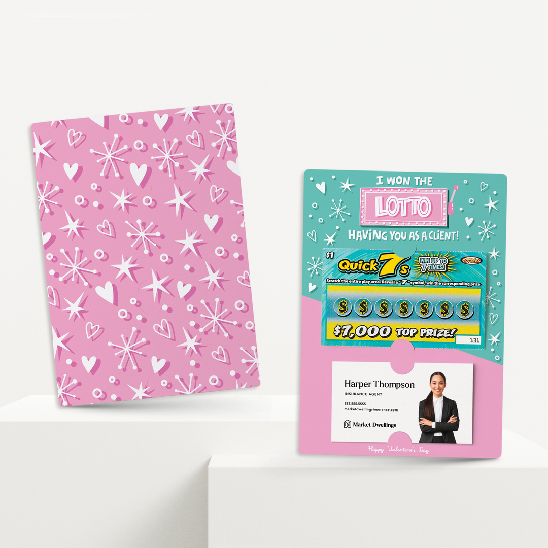 Set of I Won The Lotto Having You As A Client! | Valentine's Day Mailers | Envelopes Included | M34-M002