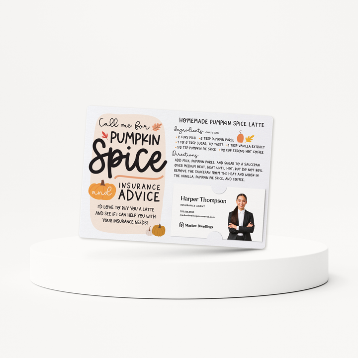 Set of Homemade Pumpkin Spice Latte Recipe Cards | Envelopes Included | M60-M003i