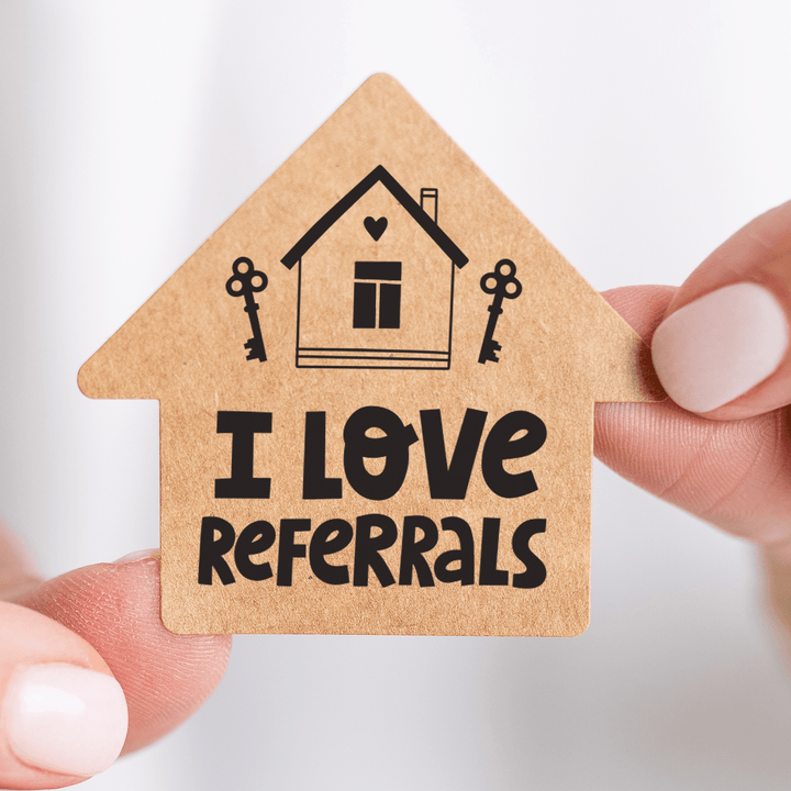 I Love Referrals | House Shaped Label Stickers | 2-LB1